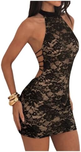 Halter Mini Dress Criss Cross Backless Bodycon Dresses