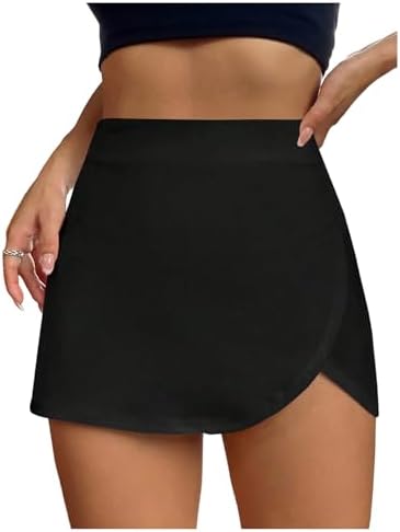 High Waisted Side Slit Wrap Skort Zip Up Asymmetrical
