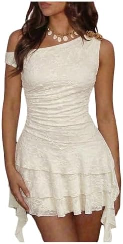 Lace Mini Dress Off The Shoulder Tiered Layered Ruffle