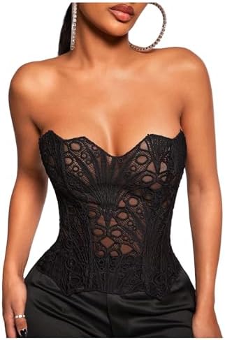 Lace Strapless Going Out Tube Top Tie Back Club Date