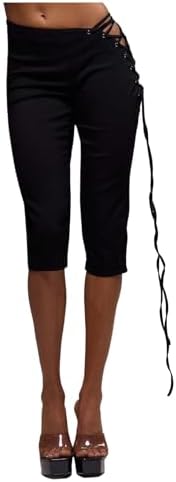 Lace Up Side Low Rise Capri Pants Date Night Outfit