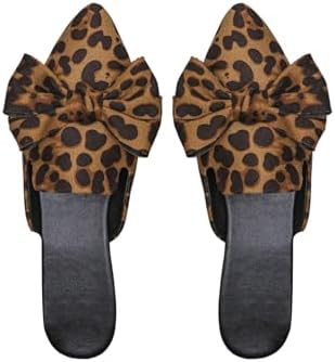 Leopard Closed Toe Sandals Bow Pointed Toe Dressy Cheetah