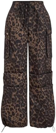 Leopard Straight Leg Cargo Pants Cheetah Trousers