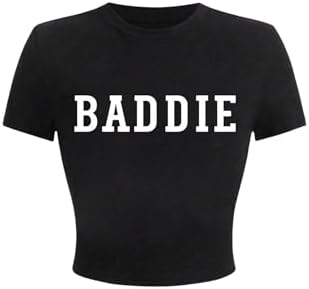 Letter Print Crew Neck Short Sleeve Tee Shirt Y2k Crop