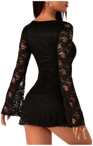 Long Sleeve Mini Dress Floral Lace Bodycon Concert Dresses