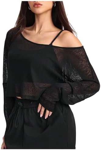 Mesh Workout Crop Tops Off The Shoulder Athletic Gym