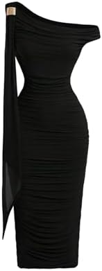 Off The Shoulder Metal Ruched Mesh Bodycorn Midi Dress