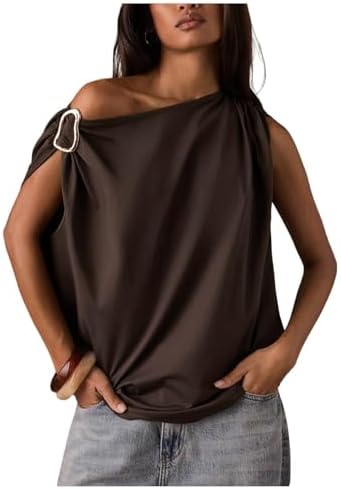 Off The Shoulder Sleeveless T Shirt Oversized Going Out