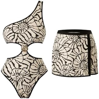 One Piece Swimsuits Seashell One Shoulder Cut Out