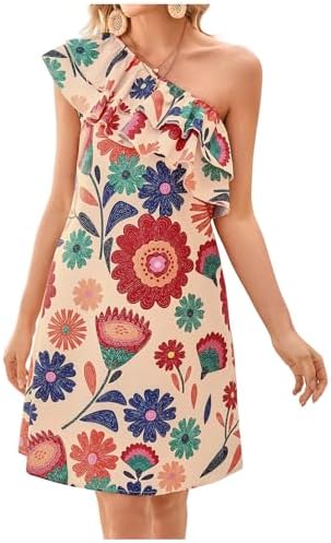 One Shoulder Tiered Layered Sleeveless Ruffle Trim Tunic