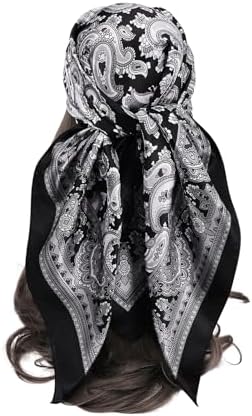 Paisley Print Headscarf Square Hair Scarf Silk Satin