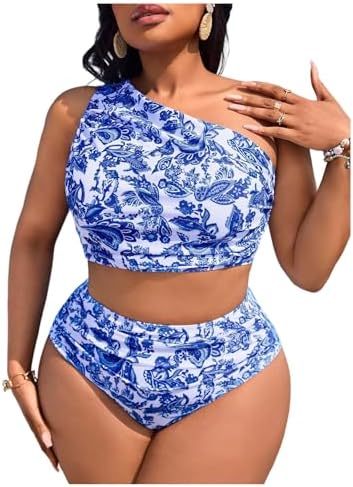 Plus Size 2 Piece Tankini Swimsuits Boho Print One