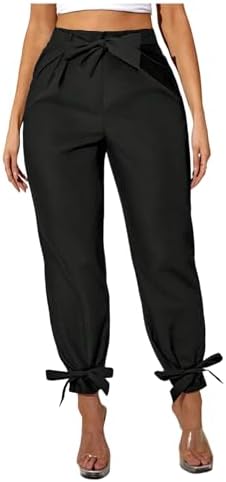 Plus Size Bowknot Elastic High Waisted Pants Elegant