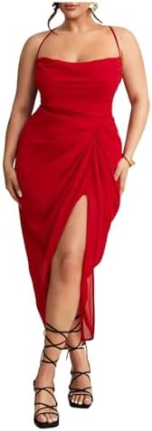 Plus Size Cowl Neck Long Dress Sleeveless Ruched High