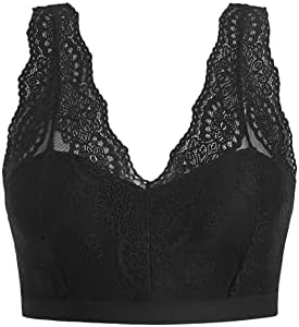 Plus Size Double V Neck Wide Strap Floral Lace Bralette