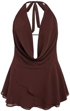Plus Size Draped Front Halter Short Dress Sleeveless Tie