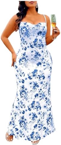 Plus Size Floral Print Sleeveless Cowl Neck Criss Cross
