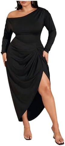 Plus Size Off The Shoulder Maxi Dress Long Sleeve Ruched