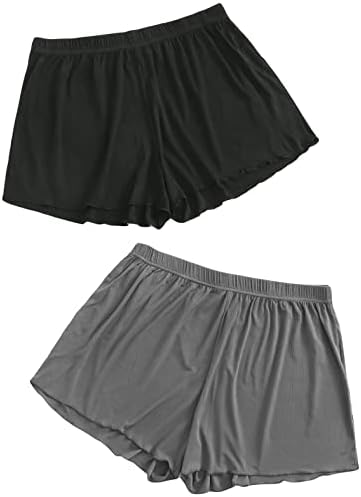 Plus Size Solid Pajama Shorts 2 Pack Soft Lounge Sleep