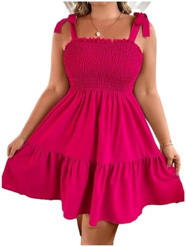 Plus Size Summer Knot Tie Shoulder Ruffle Straps Flounce