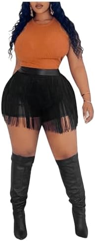 Plus Size Tassel Trim PU Leather High Waist Straight Leg