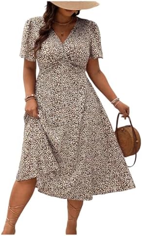 Plus Size Twist Front V Neck Midi Dress Short Sleeve A