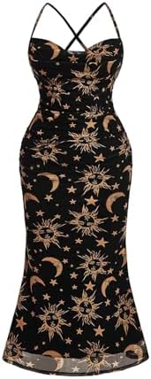 Plus Size Vintage Graphic Mesh Long Birthday Goth Dresses