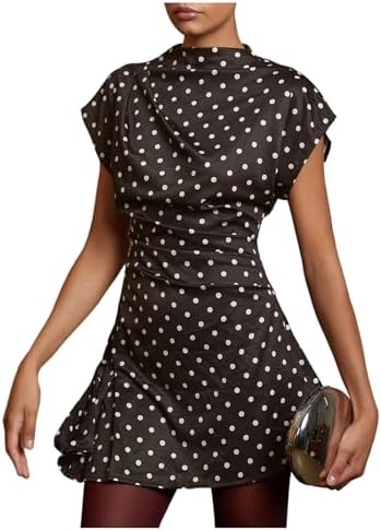 Polka Dots Cinched Waist Date Night Mini Dresses