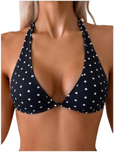 Polka Dots Halter Bikini Top Sexy Triangle Beach Vacation