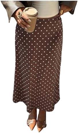 Polka Dots Low Rise Satin Flowy Long Skirts