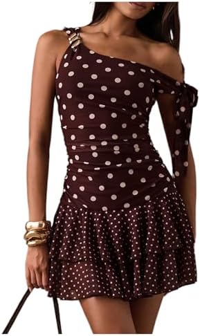 Polka Dots Off Shoulder Mini Dress Tiered Party Dresses