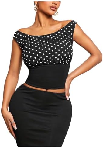 Polka Dots Off Shoulder Top Tie Backless Elegant Crop