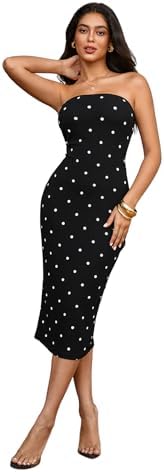 Polka Dots Strapless Tube Dress Sleeveless Bodycon Party