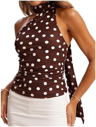 Polka Dots Tank Top Off The Shoulder Sleeveless Going Out
