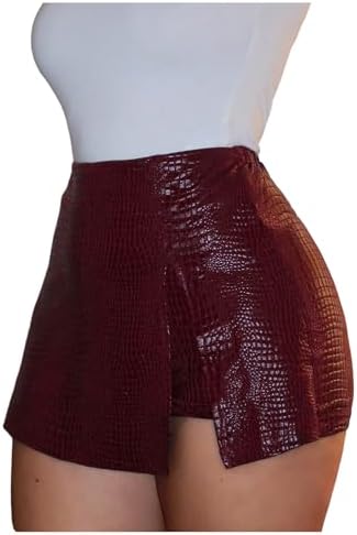 PU Leather Shorts High Waisted Asymmetrical Club Mini