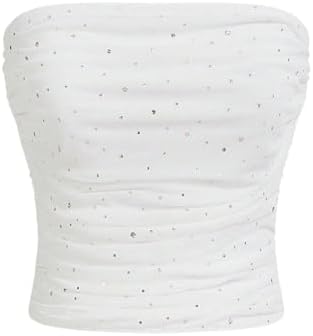 Rhinestone Sleeveless Bandeau Party Corset Sequin Tube Top