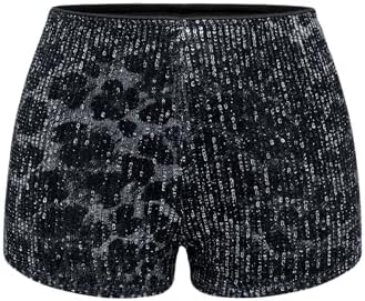 Sequin Cheetah Print Rave Outfits Y2k Mini Micro Shorts