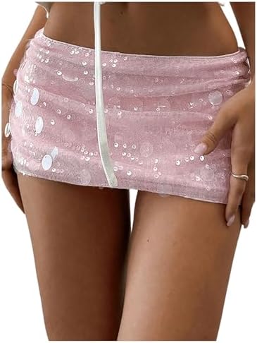 Sequin Low Waist Mini Skorts Night Out Skirt Shorts