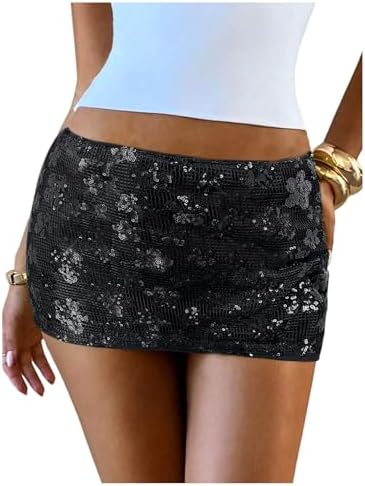 Sequin Mini Skirts Low Rise Sparkly Night Out Bodycon