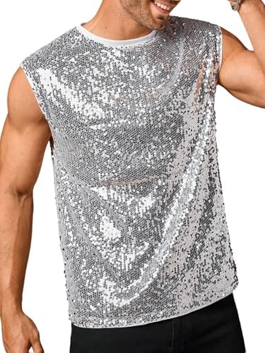 Sequin Tank Top Glitter Bling Sparkly Party Club Rave