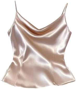 Silk Satin Cowl Neck Cami Top Spaghetti Strap Dressy