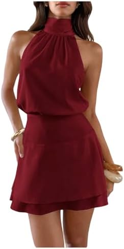 Sleeveless Date Night Halter Dress Bowknot Wedding Guest