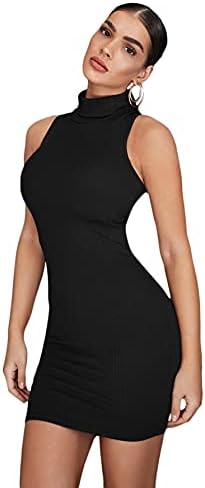 Sleeveless Turtleneck Party Mini Bodycon Dress