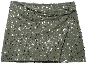Sparkly Sequin Skirt Low Rise Knot Wrap Night Out Club