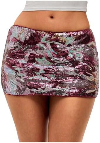 Sparkly Sequin Skirts Low Rise Beaded Going Out Bodycon