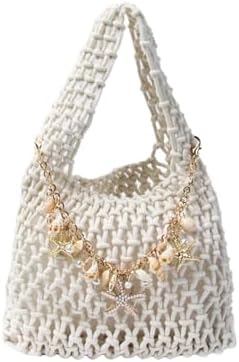 Starfish Pearl Chain Crochet Bag Boho Hollow Out Top