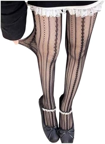 Striped Fishnet Lace Funky Tights Stockings