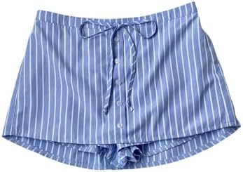 Striped Preppy Mini Skort Drawstring Cute Shorts