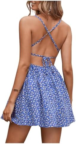 Summer Ditsy Floral Backless Tie Back Sleeveless Cami