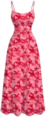 Summer Floral Boho Maxi Dress Spaghetti Strap Vacation